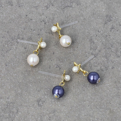 樹脂ピアス ニッケルフリー 宇宙 星 パール スタッドピアス