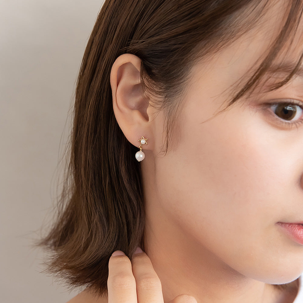 樹脂ピアス ニッケルフリー 宇宙 星 パール スタッドピアス