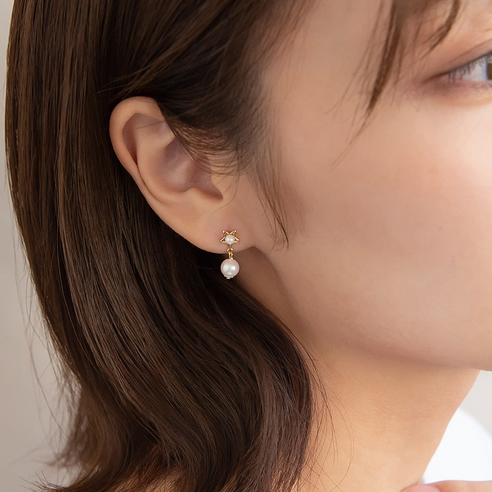 樹脂ピアス ニッケルフリー 宇宙 星 パール スタッドピアス