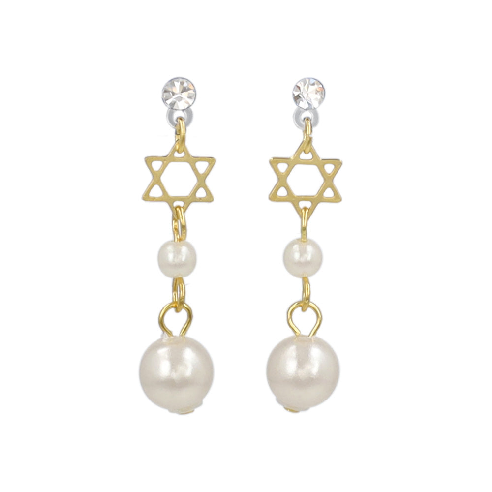 樹脂ピアス ニッケルフリー 宇宙 六芒星 ストーン パール スタッドピアス