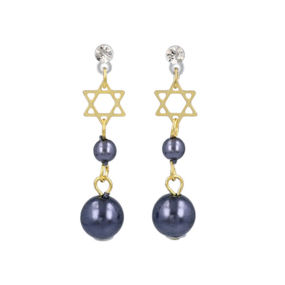 樹脂ピアス ニッケルフリー 宇宙 六芒星 ストーン パール スタッドピアス