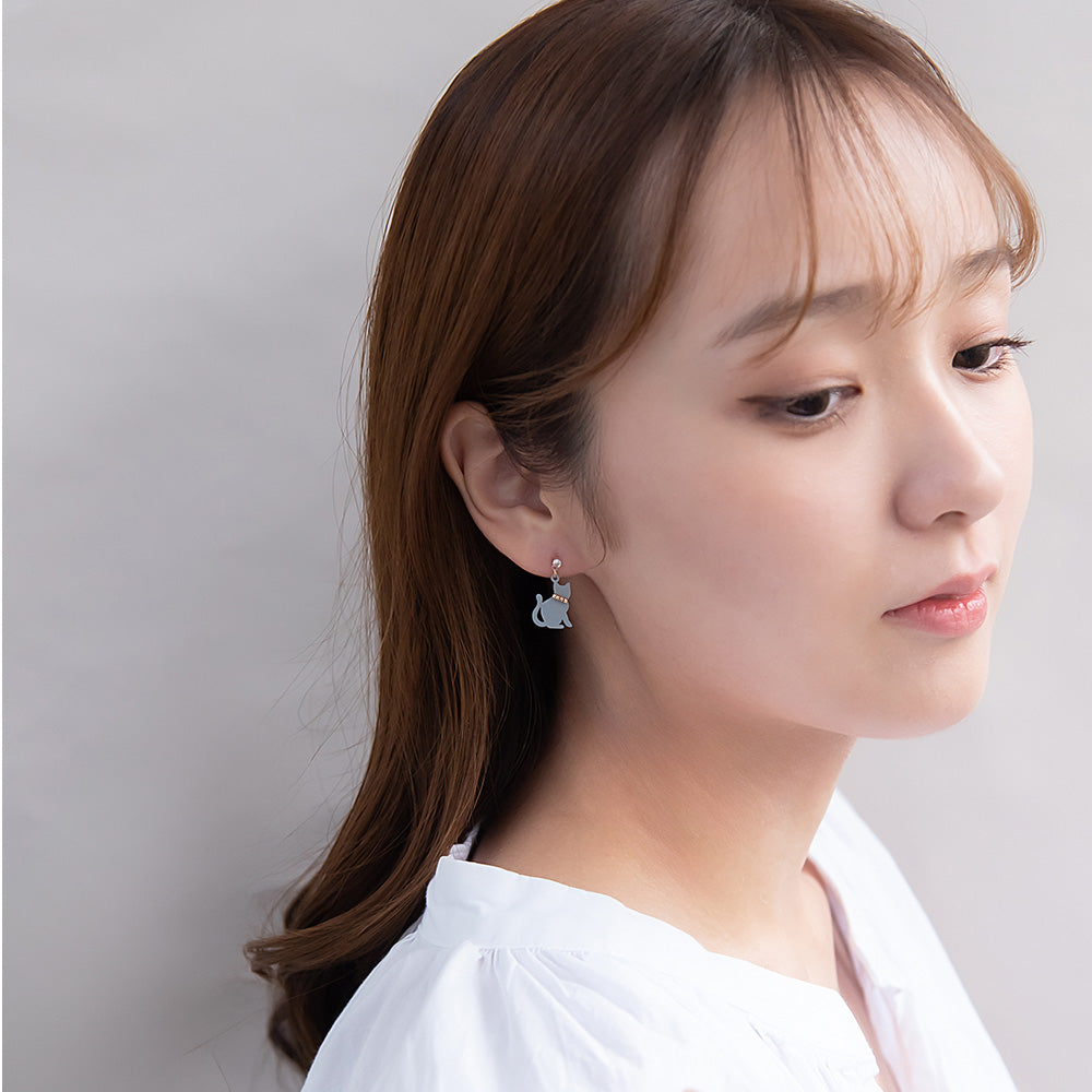 樹脂ピアス ネコ チューリップ マーガレット 3個セット スタッドピアス