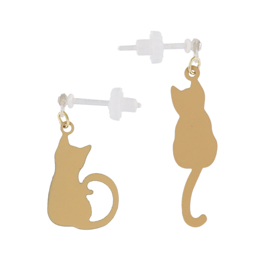樹脂ピアス お座り 猫 ストーン スタッドピアス