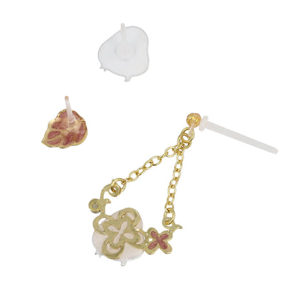 樹脂ピアス ニッケルフリー シマエナガ リーフ ストーン 3個セット スタッドピアス