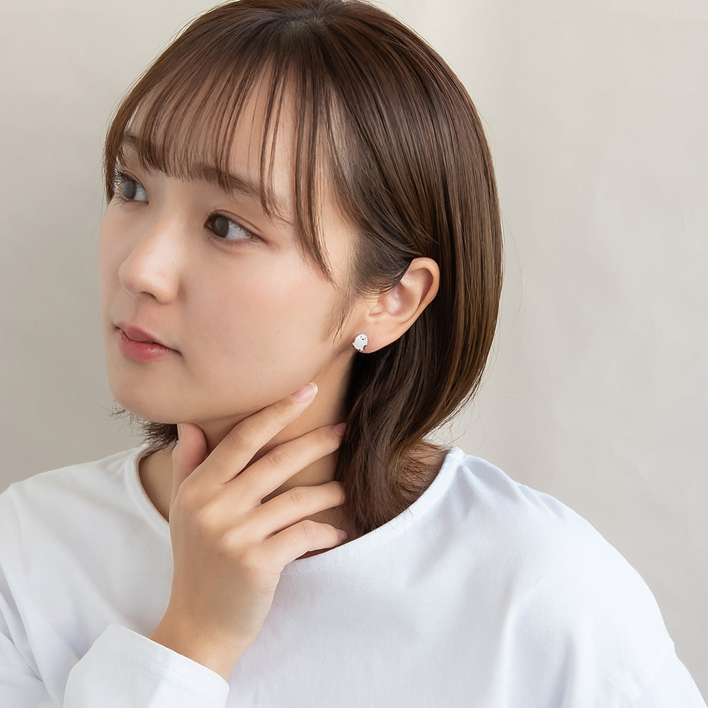 樹脂ピアス ニッケルフリー シマエナガ リーフ ストーン 3個セット