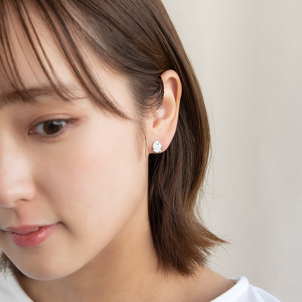 樹脂ピアス ニッケルフリー シマエナガ リーフ ストーン 3個セット スタッドピアス