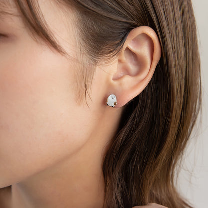 樹脂ピアス ニッケルフリー シマエナガ リーフ ストーン 3個セット スタッドピアス