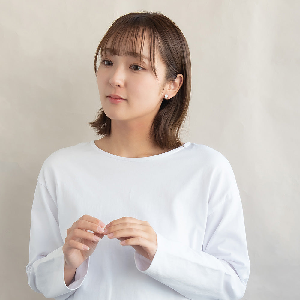 樹脂ピアス ニッケルフリー シマエナガ リーフ ストーン 3個セット スタッドピアス