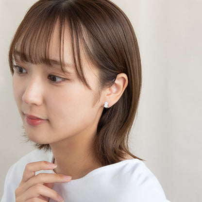 樹脂ピアス ニッケルフリー シマエナガ フラワー ストーン パール 4個セット スタッドピアス