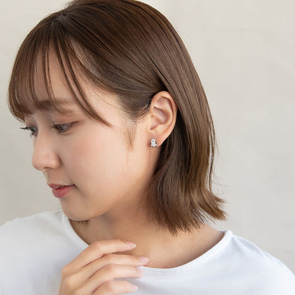 樹脂ピアス ニッケルフリー シマエナガ フラワー ストーン パール 4個セット スタッドピアス