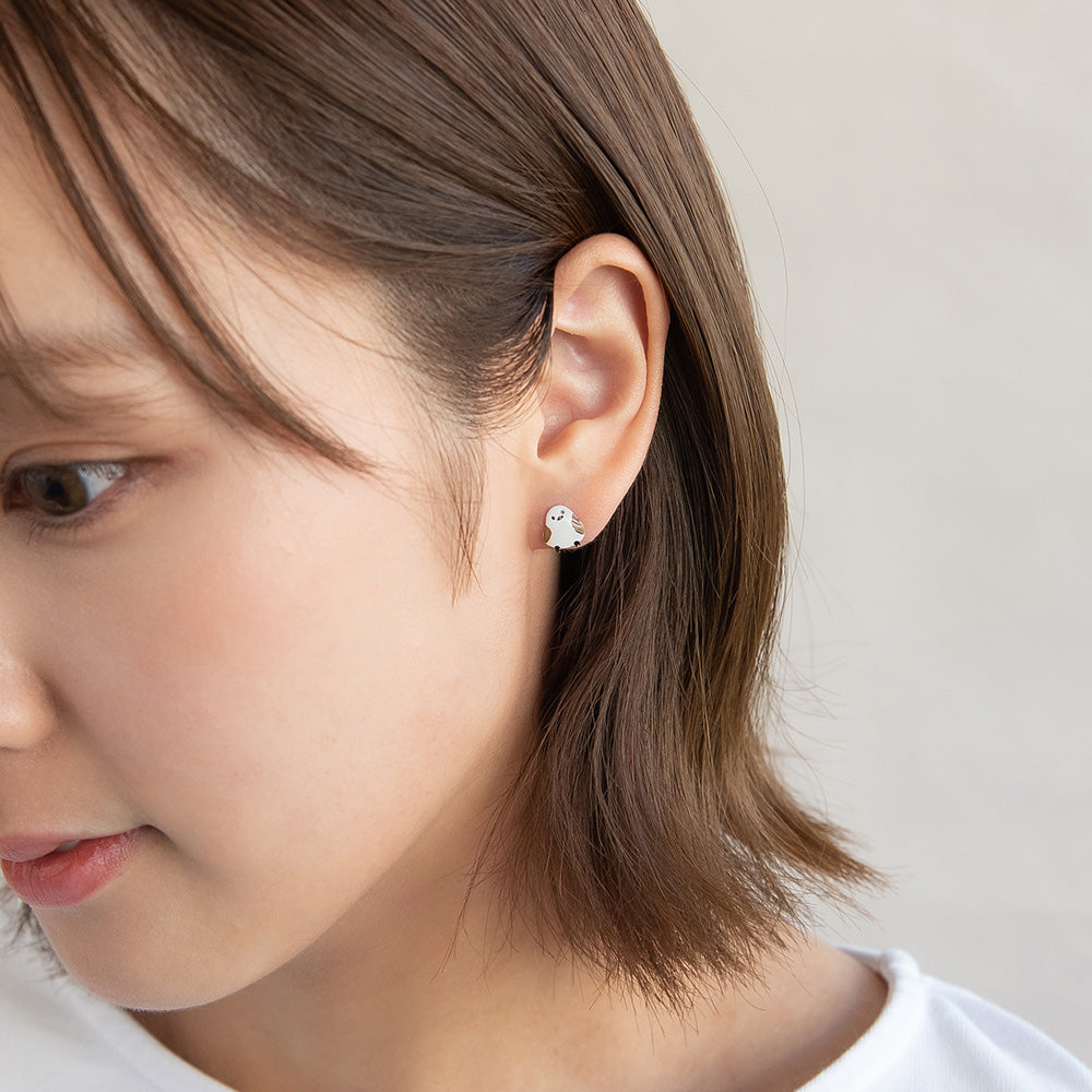 樹脂ピアス ニッケルフリー シマエナガ フラワー ストーン パール 4個セット スタッドピアス