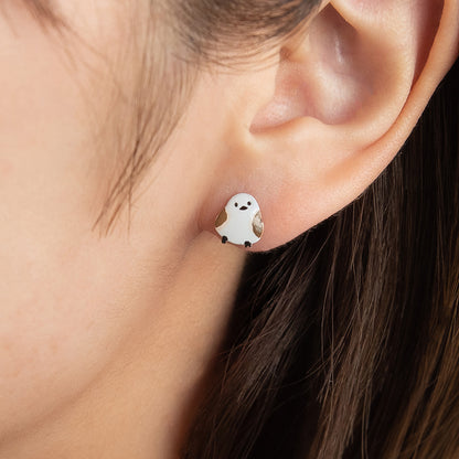 樹脂ピアス ニッケルフリー シマエナガ フラワー ストーン パール 4個セット スタッドピアス