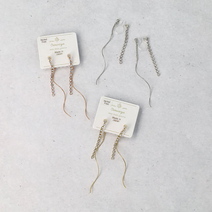 ノンホールピアス ニッケルフリー ラインストーン イヤリング 樹脂タイプ