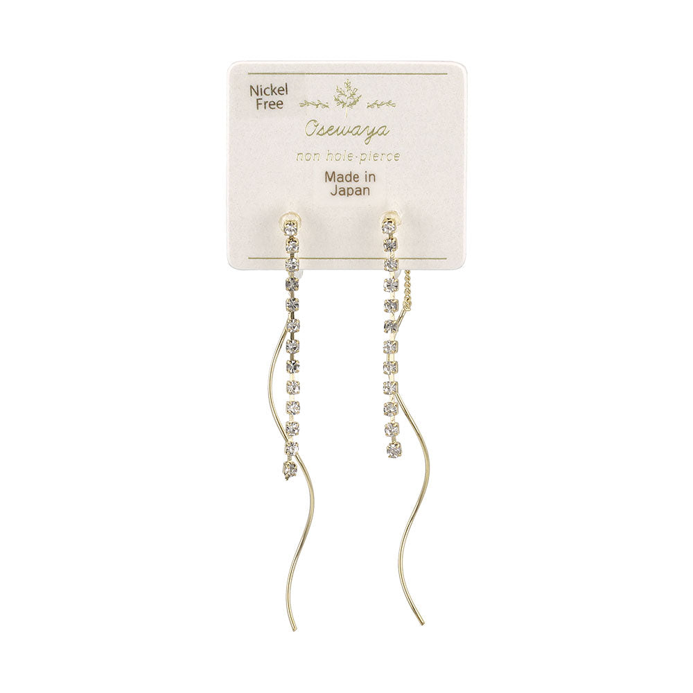 ノンホールピアス ニッケルフリー ラインストーン イヤリング 樹脂タイプ