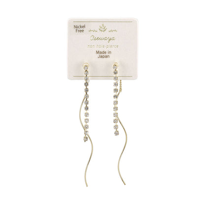 ノンホールピアス ニッケルフリー ラインストーン イヤリング 樹脂タイプ