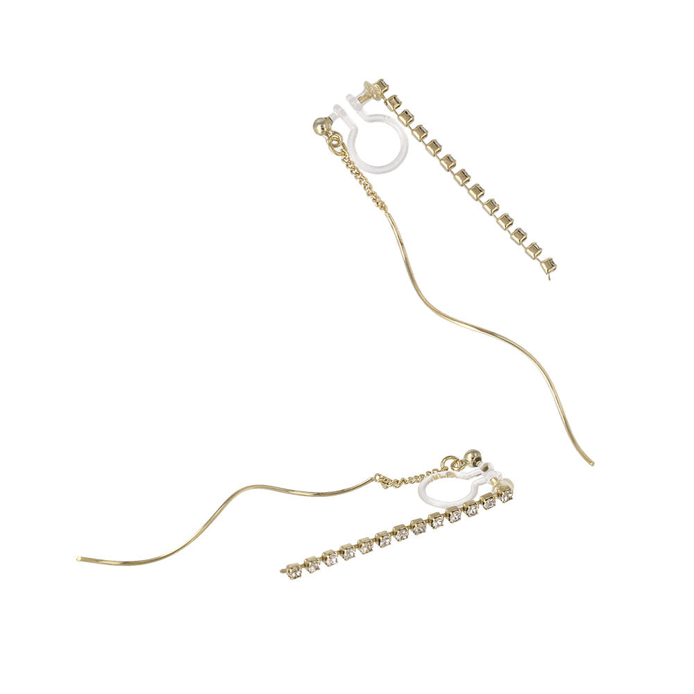 ノンホールピアス ニッケルフリー ラインストーン イヤリング 樹脂タイプ