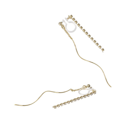 ノンホールピアス ニッケルフリー ラインストーン イヤリング 樹脂タイプ