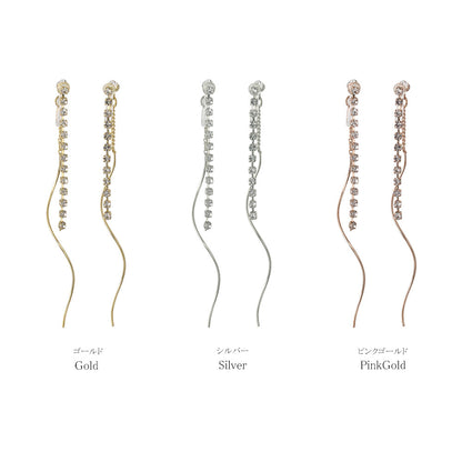 ノンホールピアス ニッケルフリー ラインストーン イヤリング 樹脂タイプ