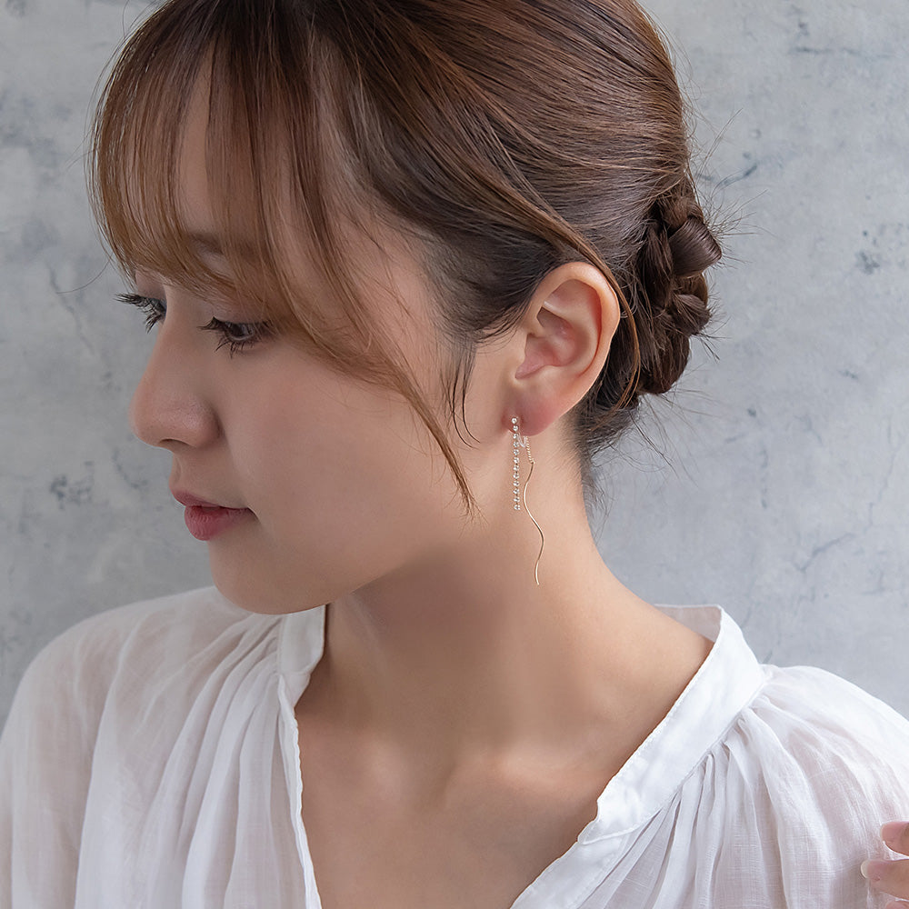 ノンホールピアス ニッケルフリー ラインストーン イヤリング 樹脂タイプ