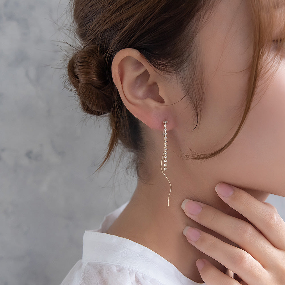 ノンホールピアス ニッケルフリー ラインストーン イヤリング 樹脂タイプ