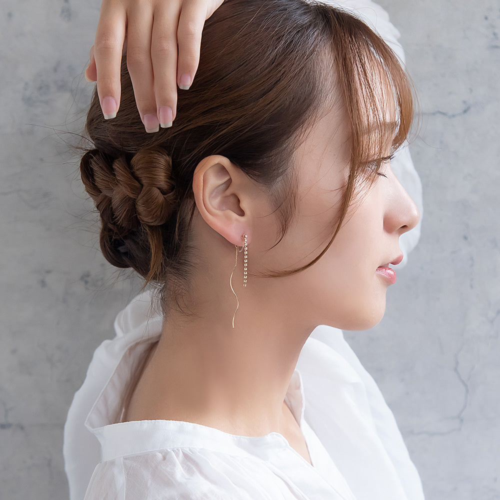 ノンホールピアス ニッケルフリー ラインストーン イヤリング 樹脂タイプ