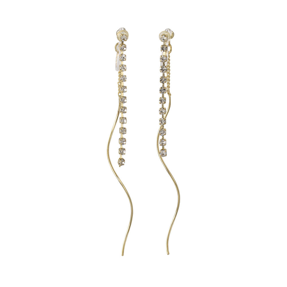 ノンホールピアス ニッケルフリー ラインストーン イヤリング 樹脂タイプ