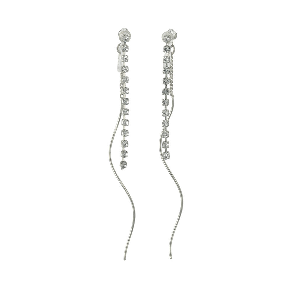 ノンホールピアス ニッケルフリー ラインストーン イヤリング 樹脂タイプ