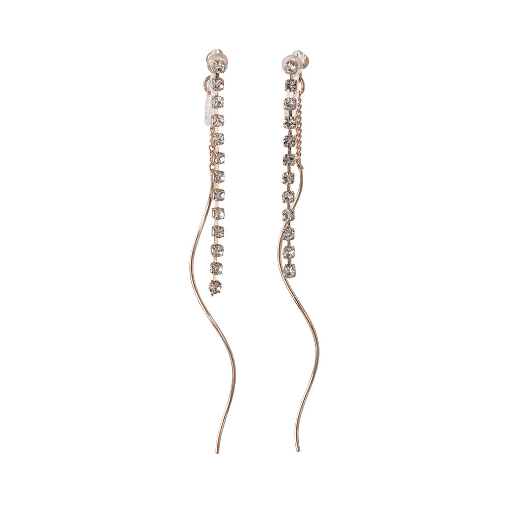 ノンホールピアス ニッケルフリー ラインストーン イヤリング 樹脂タイプ