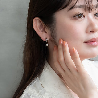 ノンホールピアス ニッケルフリー メタル プレート パール 6mm C型 フープ イヤリング ループフィット