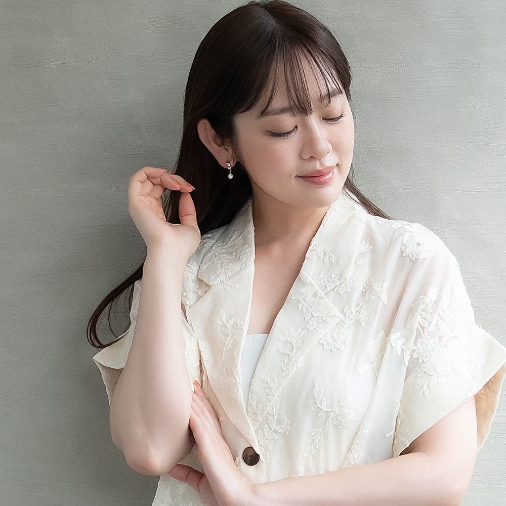 ノンホールピアス ニッケルフリー メタル プレート パール 6mm C型 フープ イヤリング ループフィット