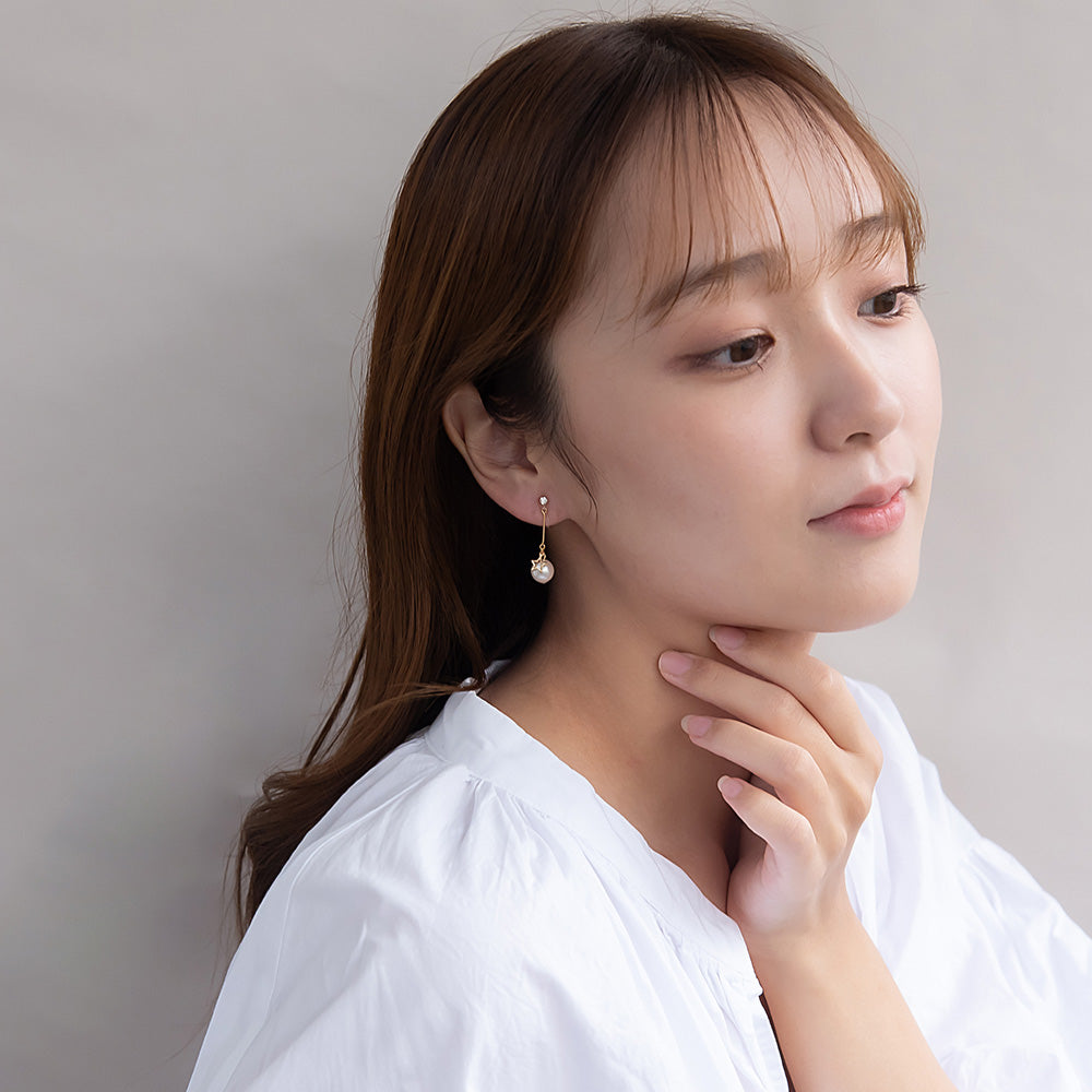 ノンホールピアス ニッケルフリー メタル スター ストーン パール 下がり イヤリング 樹脂タイプ