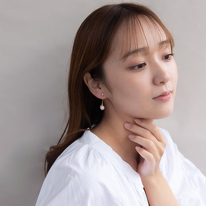 ノンホールピアス ニッケルフリー メタル スター ストーン パール 下がり イヤリング 樹脂タイプ