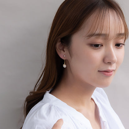 ノンホールピアス ニッケルフリー メタル スター ストーン パール 下がり イヤリング 樹脂タイプ