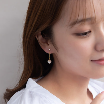 ノンホールピアス ニッケルフリー メタル スター ストーン パール 下がり イヤリング 樹脂タイプ