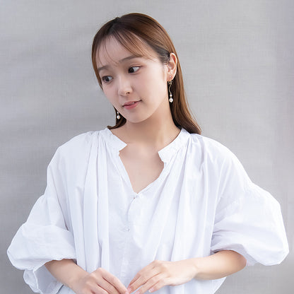 ノンホールピアス ニッケルフリー メタル スター ストーン パール ウェーブ 下がり イヤリング 樹脂タイプ