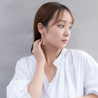 ノンホールピアス ニッケルフリー メタル スター ストーン パール ウェーブ 下がり イヤリング 樹脂タイプ