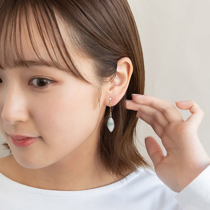 ノンホールピアス ニッケルフリー クローバー リーフ型 ストーン イヤリング 樹脂タイプ