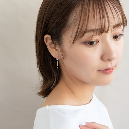 ノンホールピアス ニッケルフリー クローバー ビーズ ストーン イヤリング 樹脂タイプ