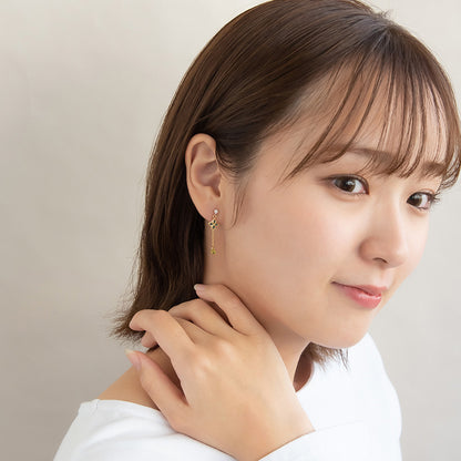 ノンホールピアス ニッケルフリー クローバー ビーズ ストーン イヤリング 樹脂タイプ