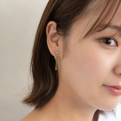 ノンホールピアス ニッケルフリー クローバー ビーズ ストーン イヤリング 樹脂タイプ