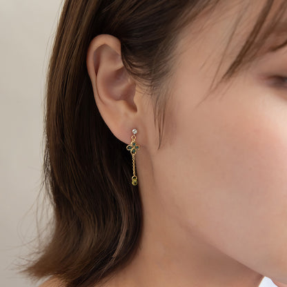 ノンホールピアス ニッケルフリー クローバー ビーズ ストーン イヤリング 樹脂タイプ