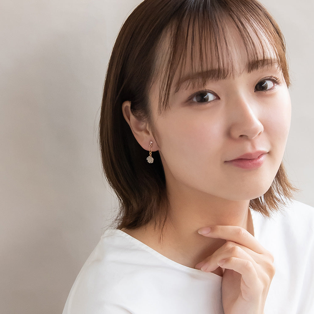 ノンホールピアス ニッケルフリー ローズ ラメ ストーン ワイヤー イヤリング 樹脂タイプ