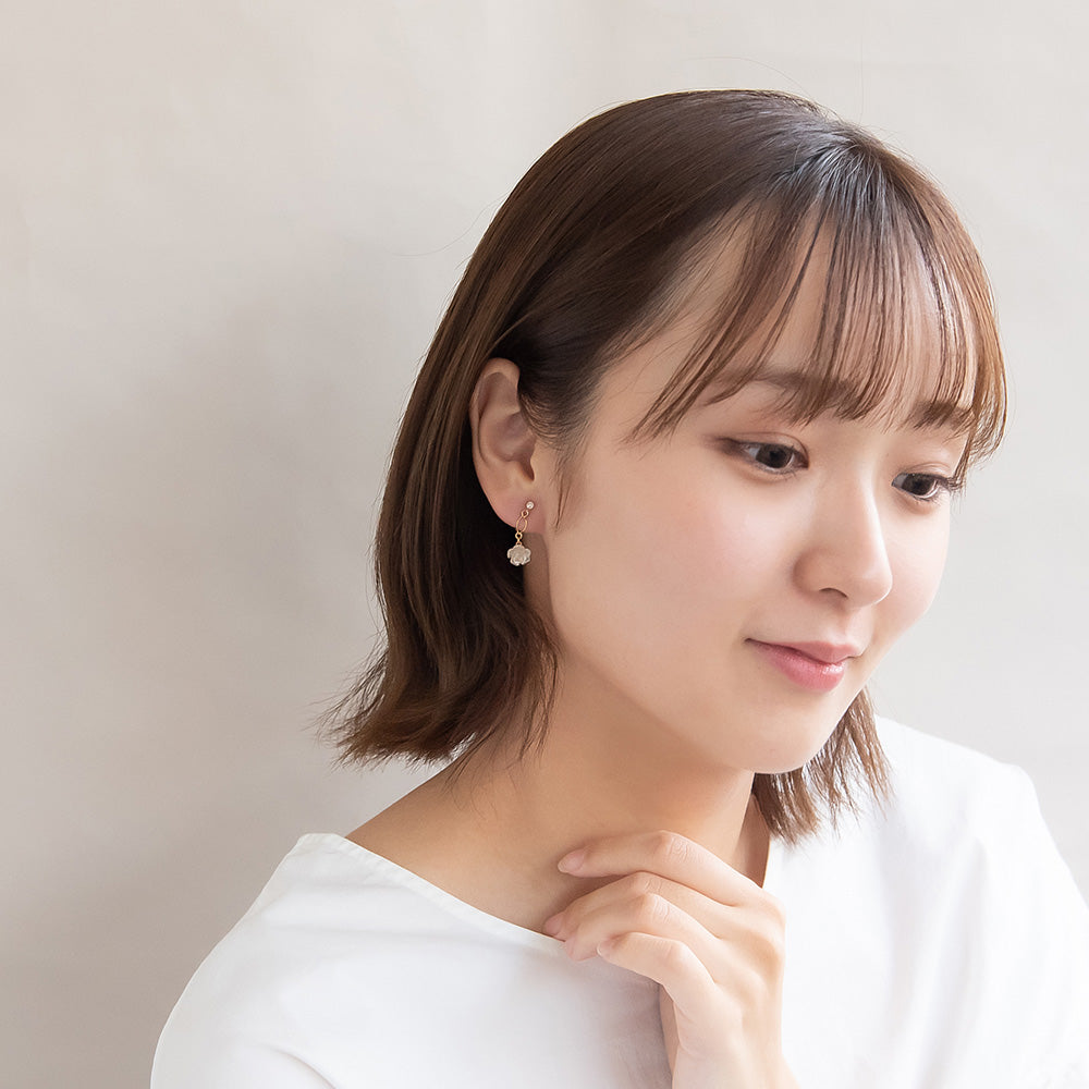 ノンホールピアス ニッケルフリー ローズ ラメ ストーン ワイヤー イヤリング 樹脂タイプ