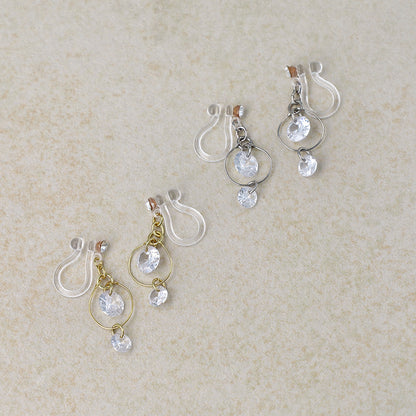 ノンホールピアス ニッケルフリー キュービックジルコニア サークル ワイヤー イヤリング 樹脂タイプ