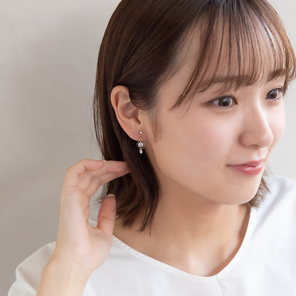 ノンホールピアス ニッケルフリー キュービックジルコニア サークル ワイヤー イヤリング 樹脂タイプ