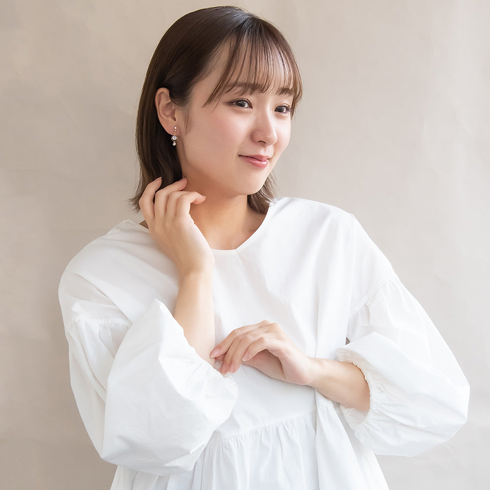 ノンホールピアス ニッケルフリー キュービックジルコニア サークル ワイヤー イヤリング 樹脂タイプ