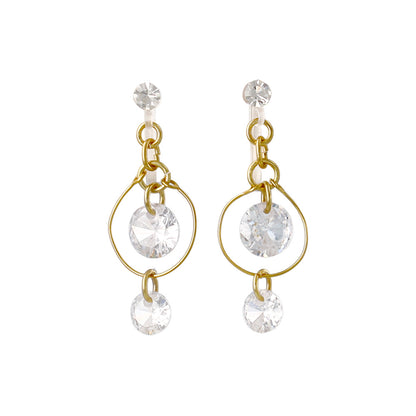 ノンホールピアス ニッケルフリー キュービックジルコニア サークル ワイヤー イヤリング 樹脂タイプ