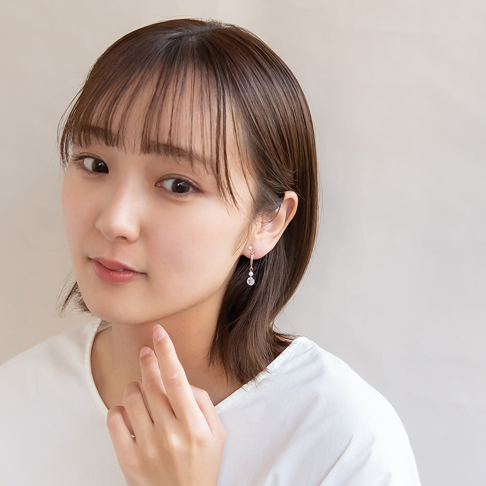 ノンホールピアス ニッケルフリー メタル キュービックジルコニア パール イヤリング 樹脂タイプ