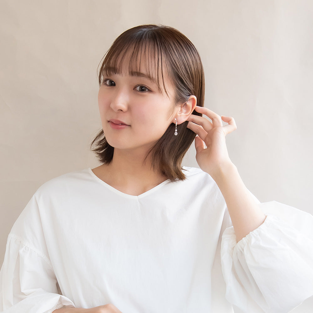 ノンホールピアス ニッケルフリー メタル キュービックジルコニア パール イヤリング 樹脂タイプ