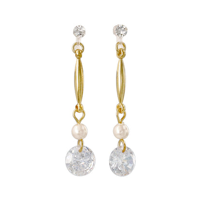 ノンホールピアス ニッケルフリー メタル キュービックジルコニア パール イヤリング 樹脂タイプ